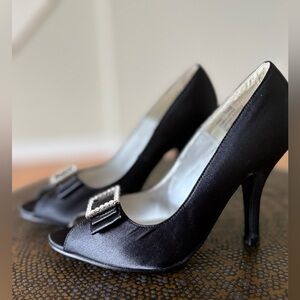 CL by Laundry Black Peep-Toe Stiletto Heels